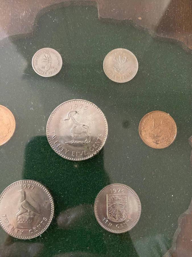 Rhodesia Coin Set In Wooden Frame (Rare), Rare Coins And Notes Auction, Lot 1 Of 20