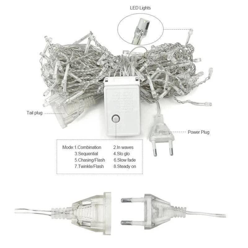 Fairy Curtain Lights With Tail Plug Extension, Warm White, 3m × 0.5m, Lot 1 Of 11
