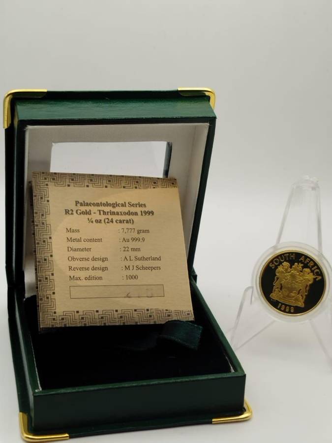 1999 R2 Thrinaxodon 1/4 oz Fine Gold SA Mint Palaeontological Series COA + Box Limited 1,000