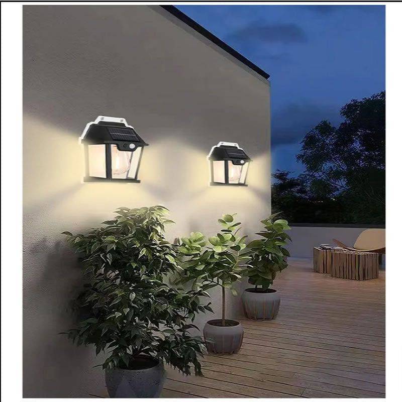 Dual Bulb Solar Powered Outdoor Wall Lamp