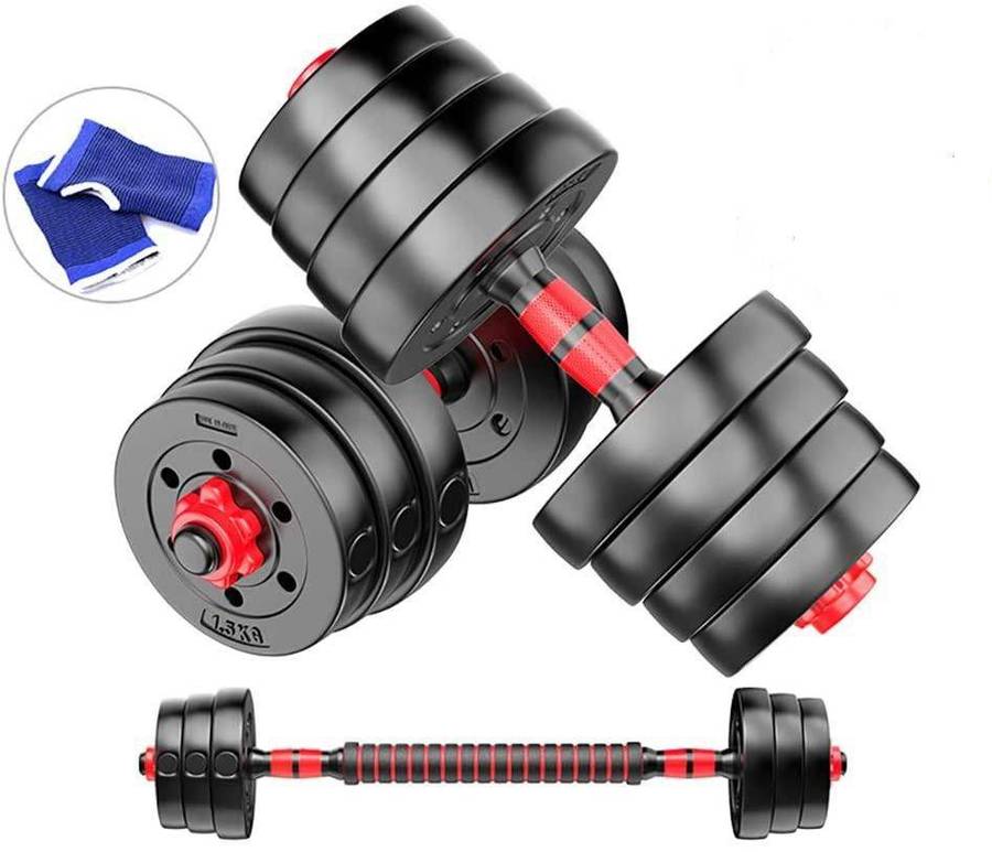 Adjustable Dumbbell Set With Extension Bar Conversion to Barbell 2-in-1 - 20kg