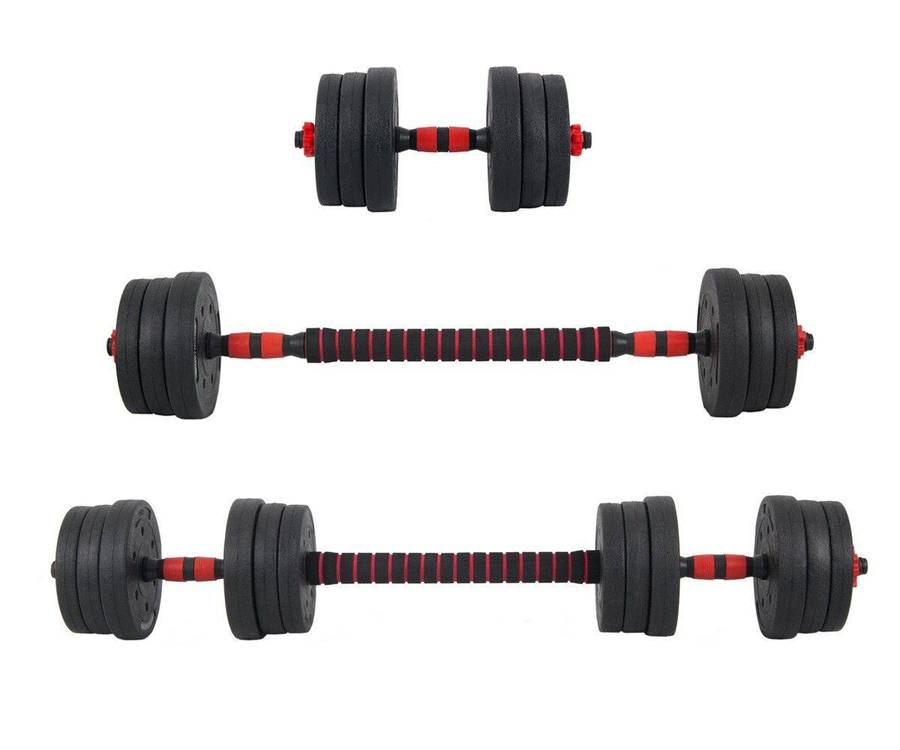 Adjustable Dumbbell Set With Extension Bar Conversion to Barbell 2-in-1 - 20kg