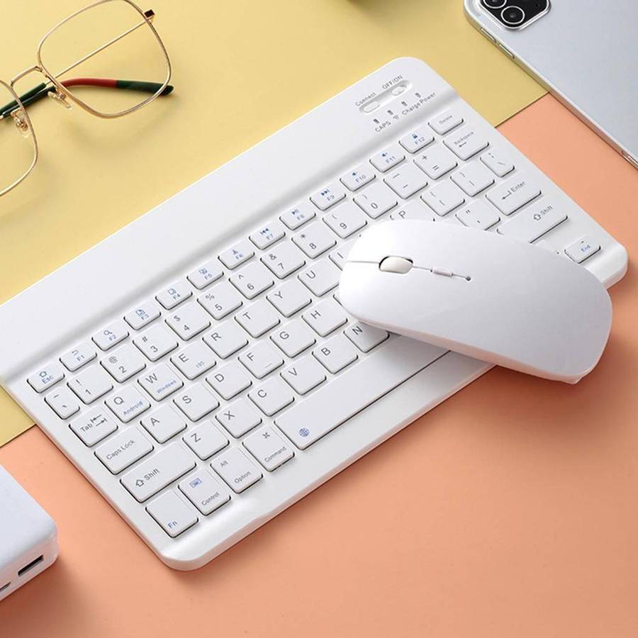 Bluetooth Tablet Keyboard Mouse Combo Wireless - White