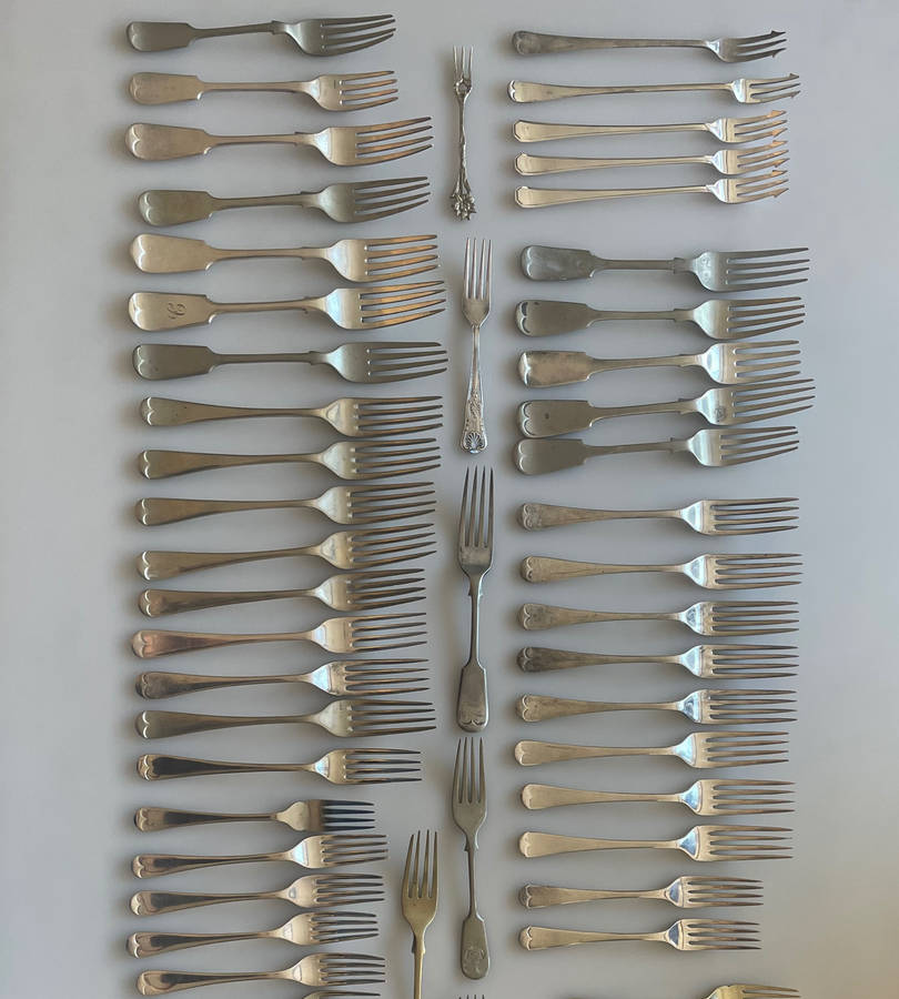 Rare Collection of 85 Antique & Vintage Silver-Plated and Nickel Silver Forks - Wellner, JR & Sons,