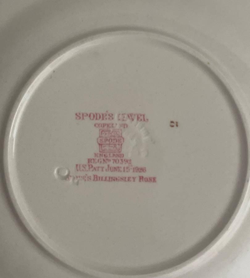 Spodes Jewel Copeland Spode Billingsley Rose 16cm Side Plate  England (1924-1969, Old Backstamp)