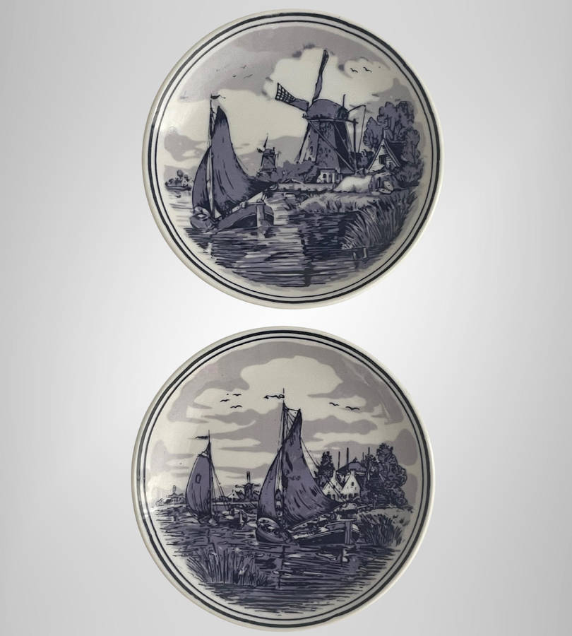 Bargain 7-Piece Dutch Delftware Decor Lot  Chemkefa plate, Boch Plate, Coasters, Candle Holder