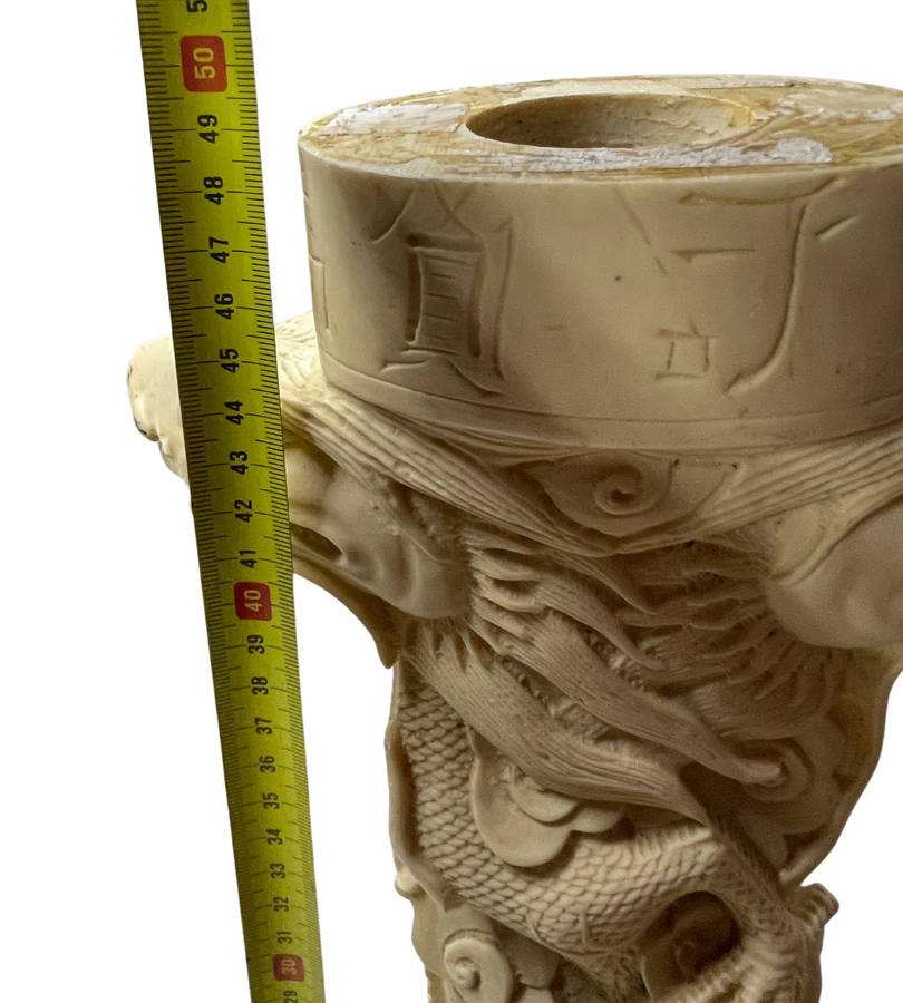 Vintage 1960s Oriental Carved Resin Side Table | Chinese Village Scene | - Discounted