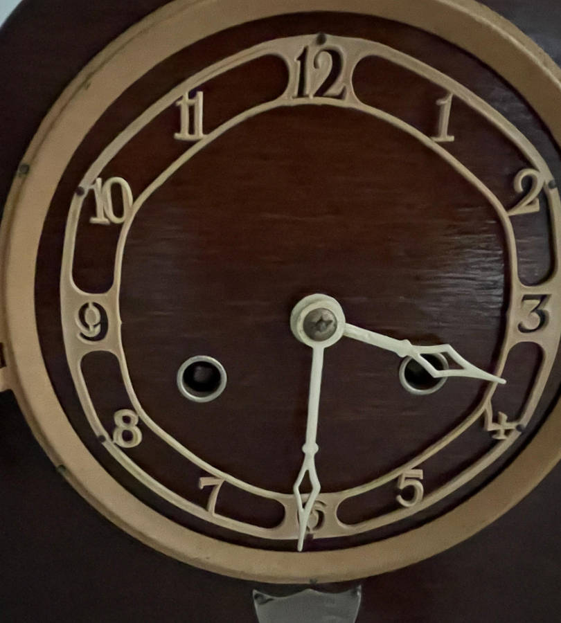 Lot of 2 Vintage Mantel Clocks  British 10-Day Striking (With Silver Plaque) & Hermle Art Deco  So