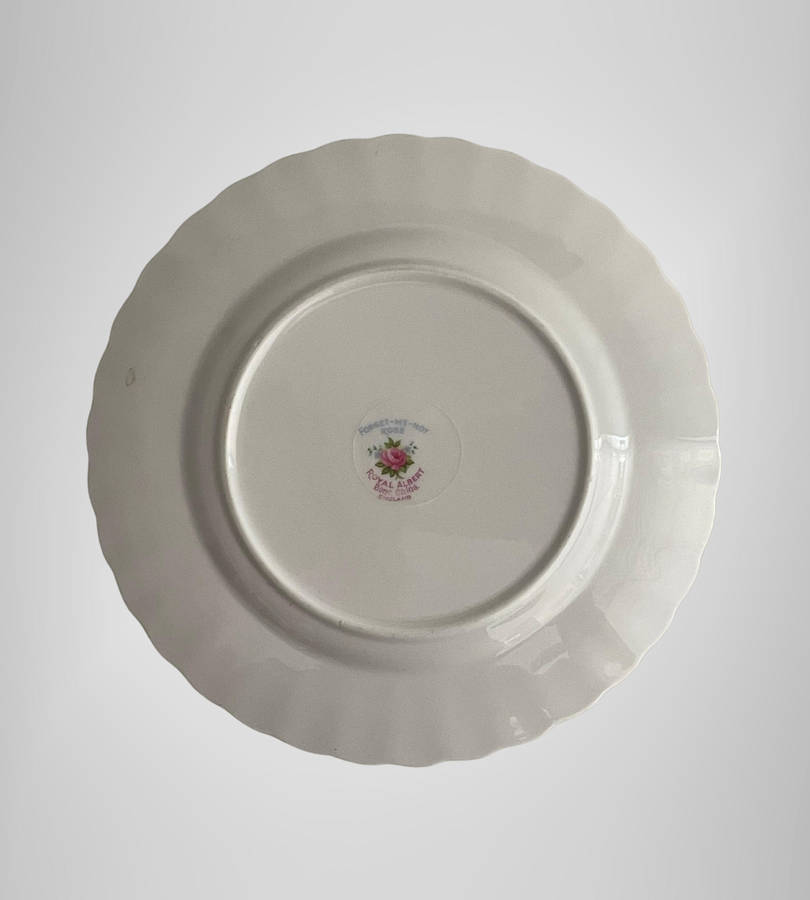 Royal Albert "Forget-Me-Not Rose" Bread & Butter Plate  Bone China, Gold Trim  1960s Vintage