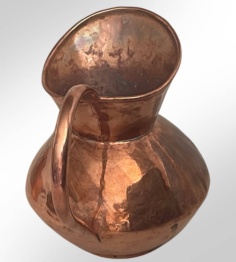 Vintage De Klerk Hand-Hammered Copper Oval Bowl & Jug Set  Original South African Craftsmanship