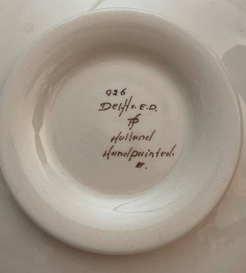 Delft Blue Hand-Painted Faience Polychrome Jug & Plate 2 piece Set  Signed, Made in Holland