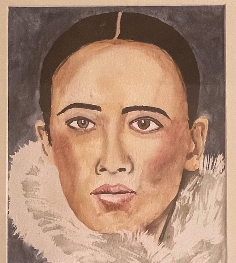 Original Watercolor Portrait of a Lady  Signed Rob 2016  Framed Behind Glass  56.5cm x 45.5cm