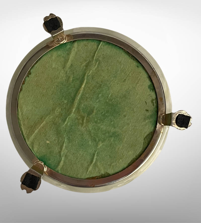 Vintage Green Onyx & Gold Plated Lion Footed Ashtray  Round Cigarette Rest/Trinket Holder, 14.5cm D