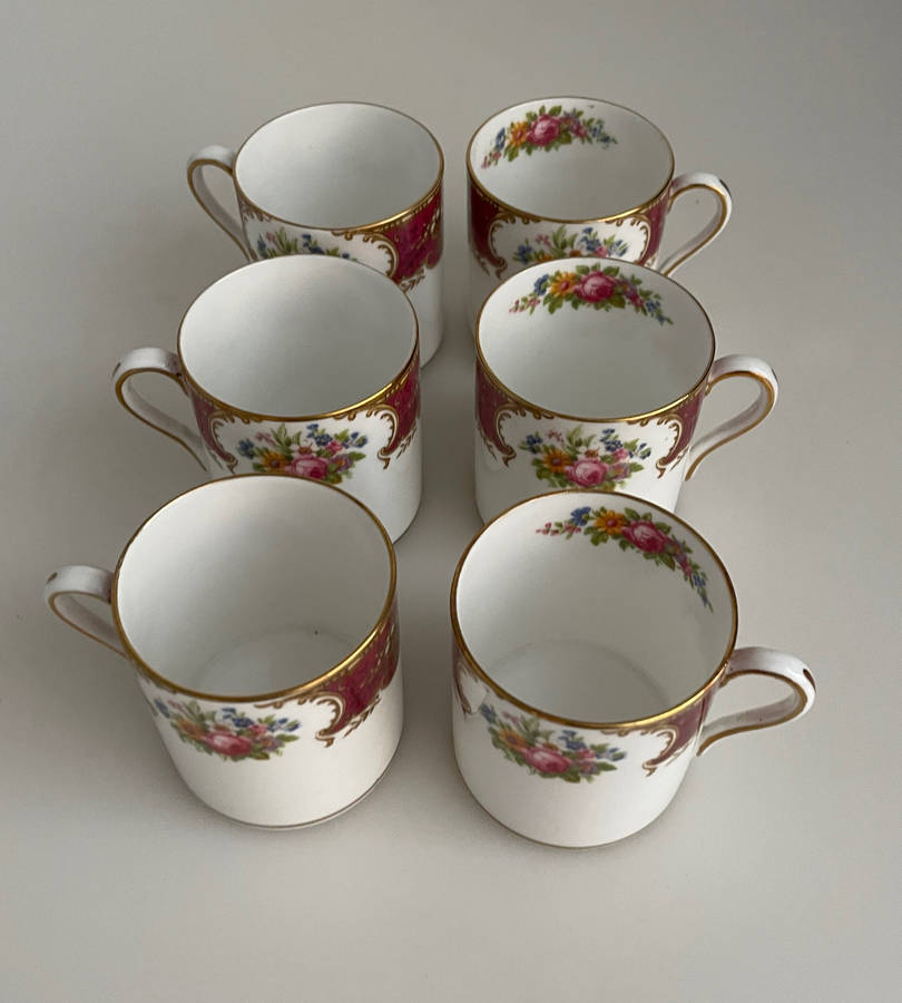 Shelley Duchess 13401 Cup & Saucer Set c.1926  Fine Bone China  6 Teacups & 5 Saucers