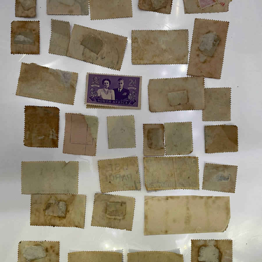 Lot of 33 Vintage Union of South Africa Stamps  Silver Wedding, Natal Settlers, 2/6 High Value + Mi