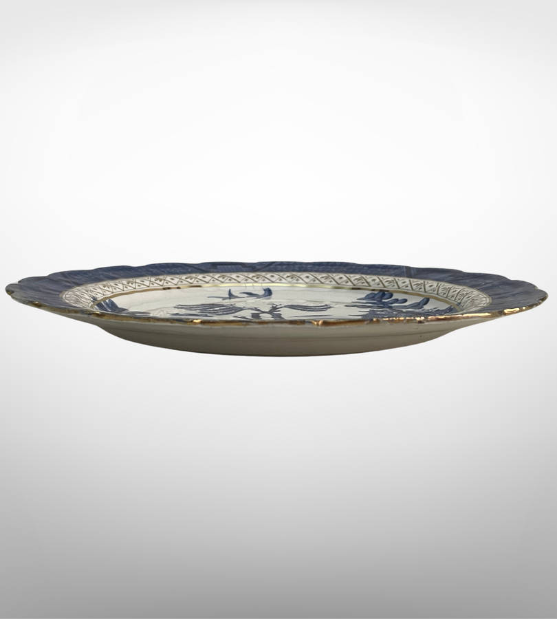 Antique Booths Real Old Willow Dinner Plate | Scalloped Rim | c.1912-1930 | 10.25 Inch (26cm) | Blue