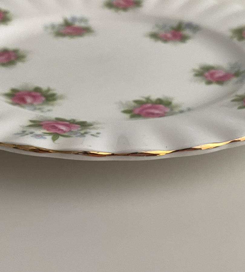Royal Albert "Forget-Me-Not Rose" Bread & Butter Plate  Bone China, Gold Trim  1960s Vintage