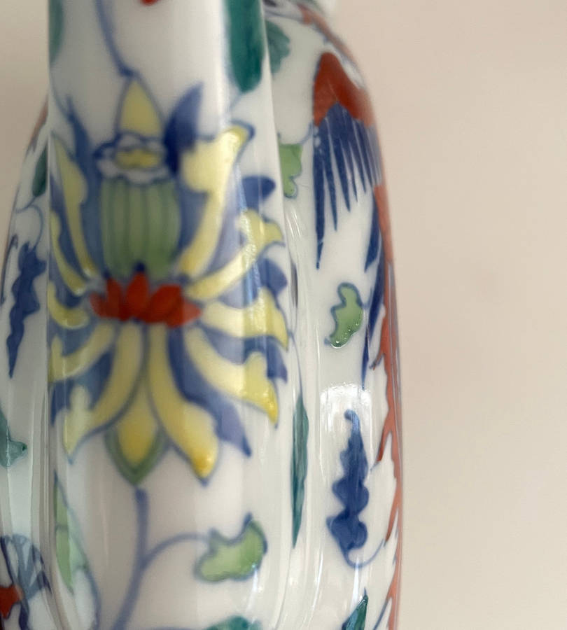 Hand-Painted Chinese Phoenix & Dragon Ring Teapot  Qing Style with Yongzheng Mark  24.5cm with Sta
