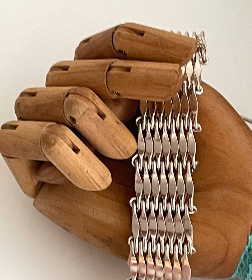 1950s Western Germany Vintage 7-Bar Gate Link Bracelet  Chunky Eloxal Aluminum  Lightweight 22g