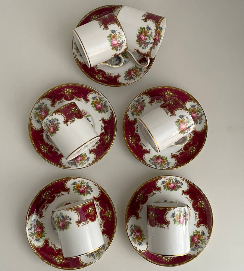 Shelley Duchess 13401 Cup & Saucer Set c.1926  Fine Bone China  6 Teacups & 5 Saucers