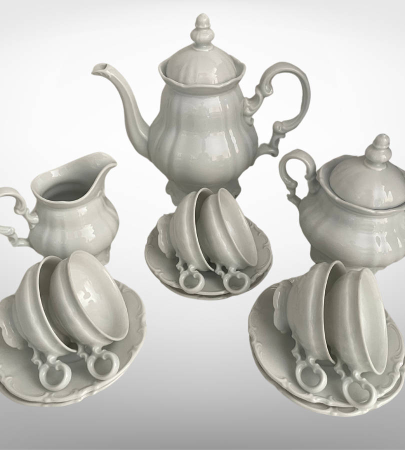 Hutschenreuther Sylvia All-White Tea Set  Crafted in Germany, Discontinued