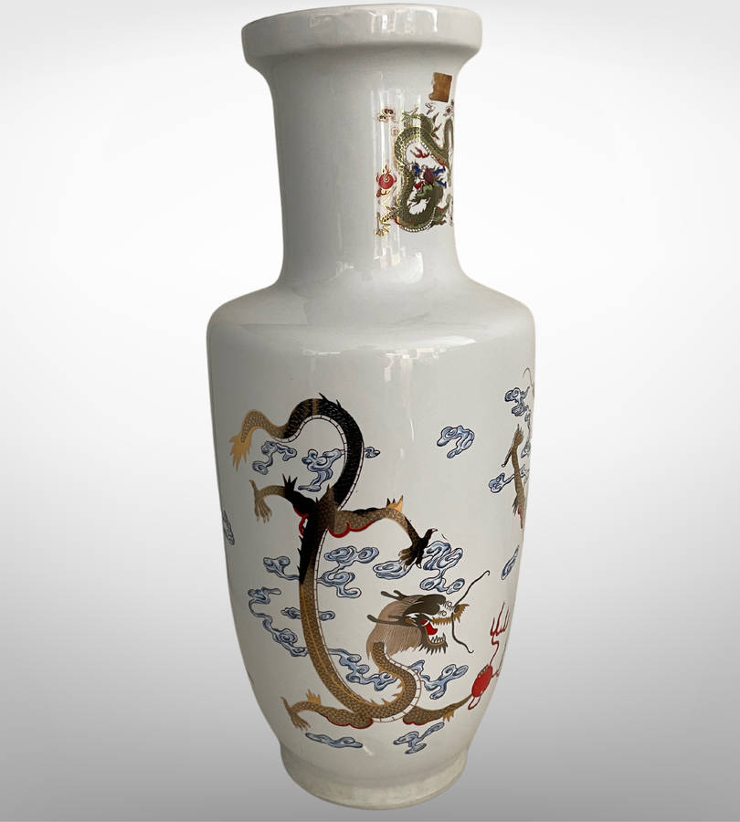 Huge 47cm Chinese Golden Dragon Porcelain Vase  5-Clawed Design