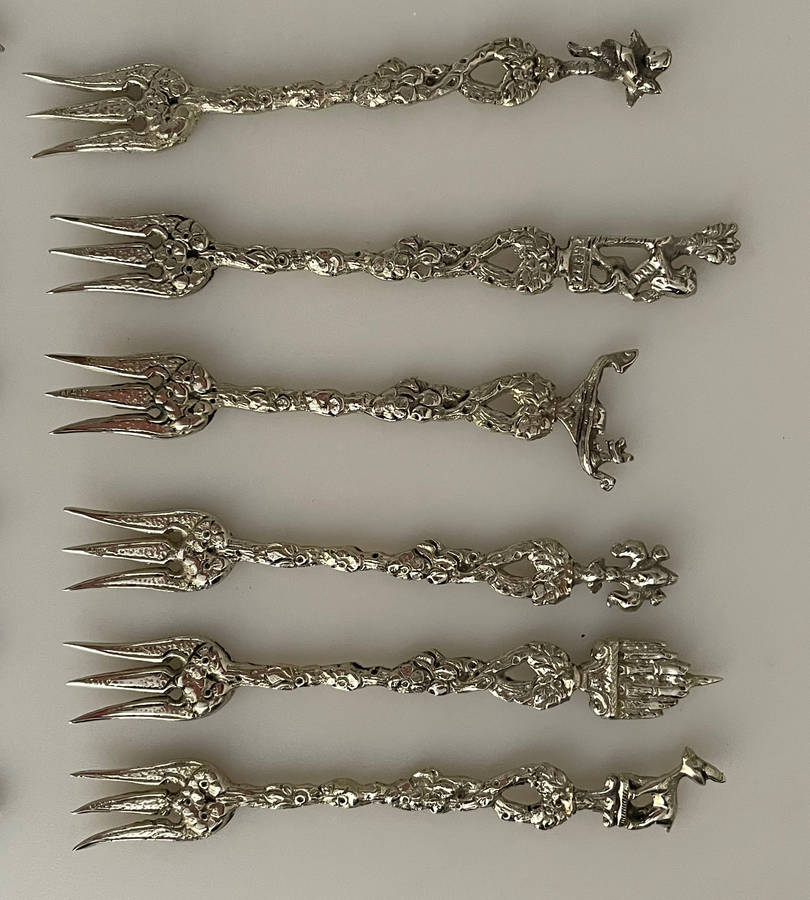 Vintage Italian Baroque Sweet Service Cutlery Set  12-Piece (6 Forks & 6 Teaspoons)  1950s