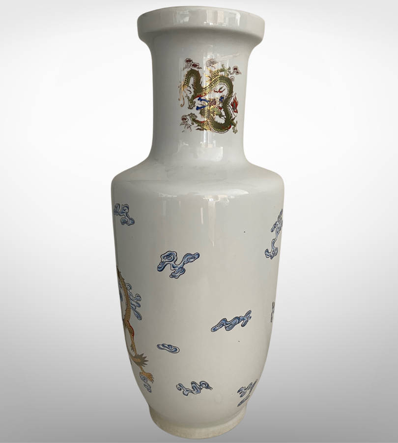 Huge 47cm Chinese Golden Dragon Porcelain Vase  5-Clawed Design