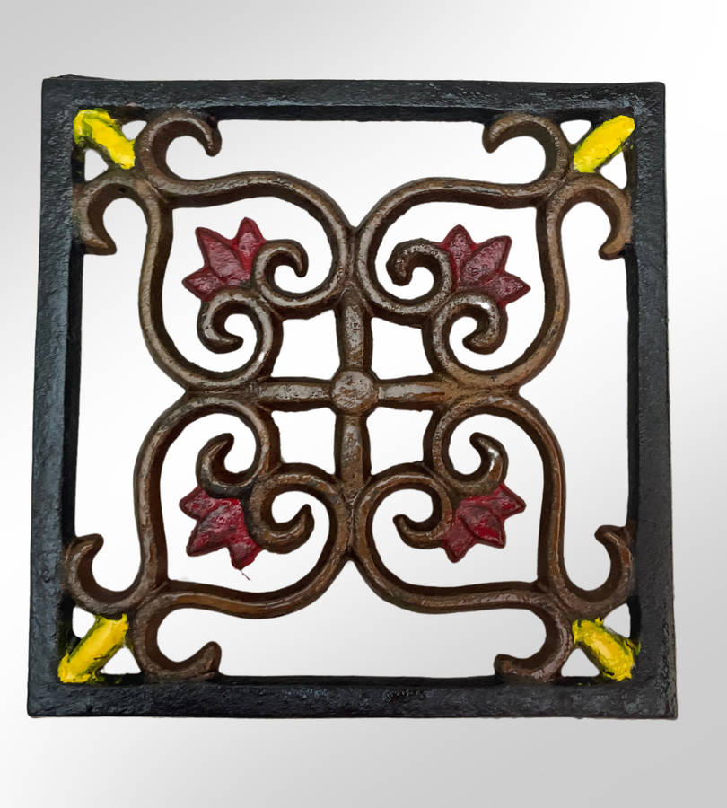 Rustic Farmhouse Kitchen Décor Set - Cast Iron Rooster Trivets, Ceramic Tile, and Squirrel Door Stop