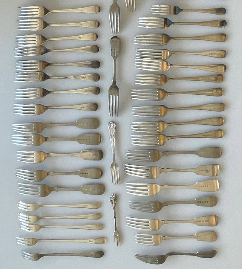 Rare Collection of 85 Antique & Vintage Silver-Plated and Nickel Silver Forks - Wellner, JR & Sons,