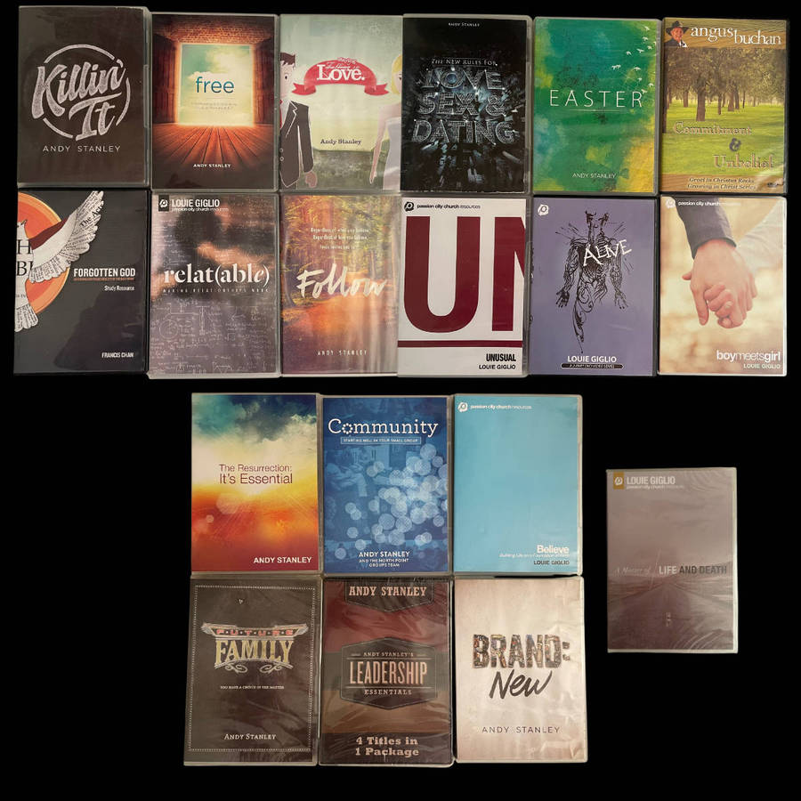 Lot of 20+ Christian Teaching DVDs  Andy Stanley, Louie Giglio, Angus Buchan, Francis Chan  Leader