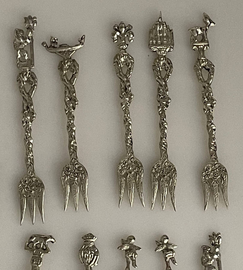 Vintage Italian Baroque Sweet Service Cutlery Set  12-Piece (6 Forks & 6 Teaspoons)  1950s