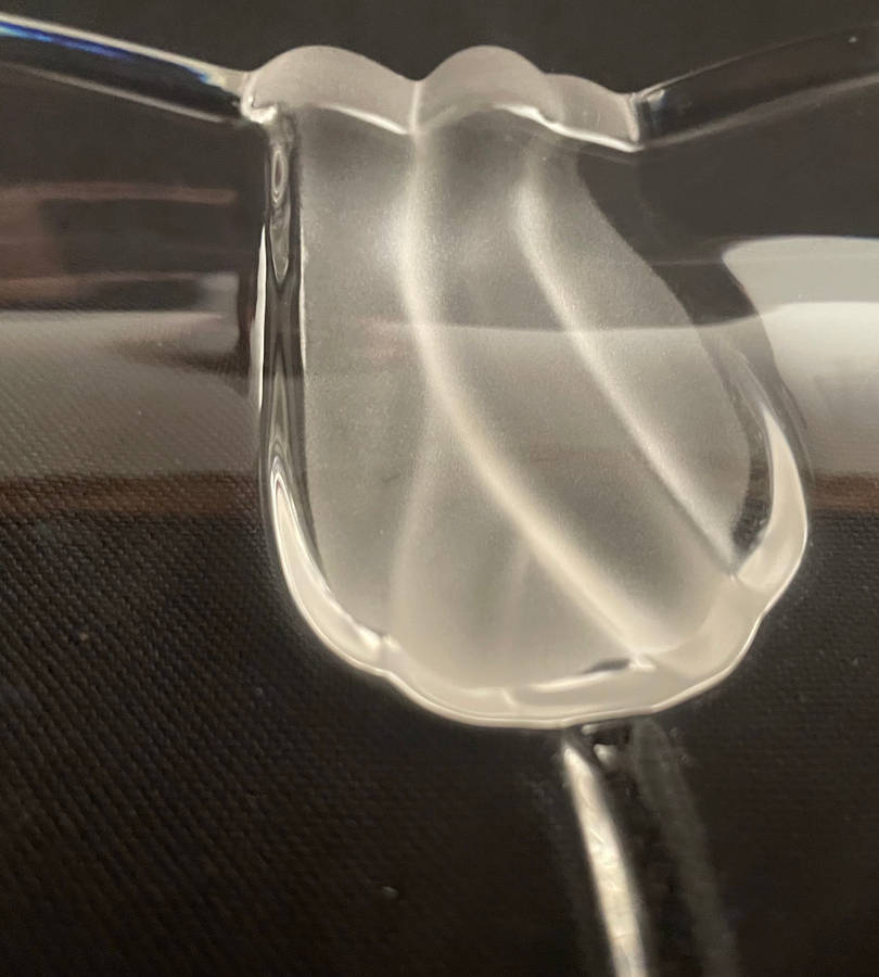 Original Walther Glass Nadine Satin Serving Tray - Frosted Tulip & Leaf Design, 375mm, with Box