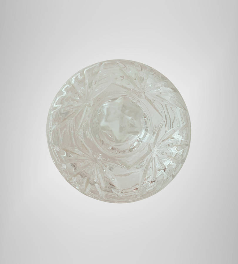 R1 Start - 1970s Vintage Pressed Glass Sugar Bowl  Art Deco Style, Star Pattern  13cm