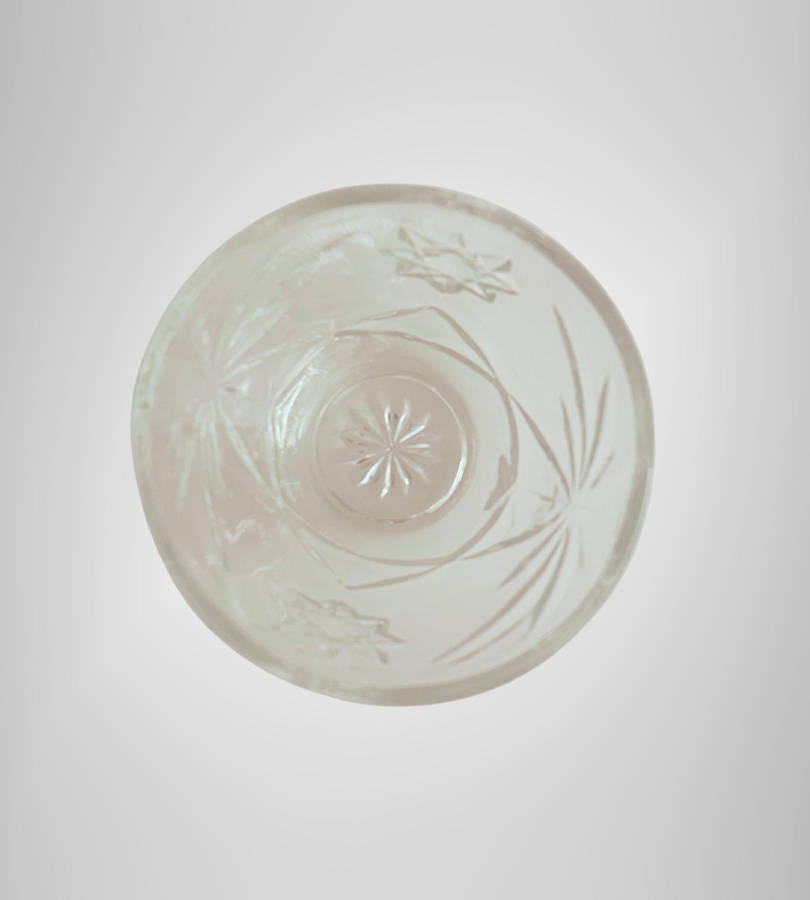 R1 Start - 1970s Vintage Pressed Glass Sugar Bowl  Art Deco Style, Star Pattern  13cm