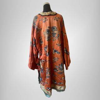 Antique Chinese Silk Embroidered Robe  Late Qing Dynasty (c.1870-1910)  Hand Embroidered Scenes