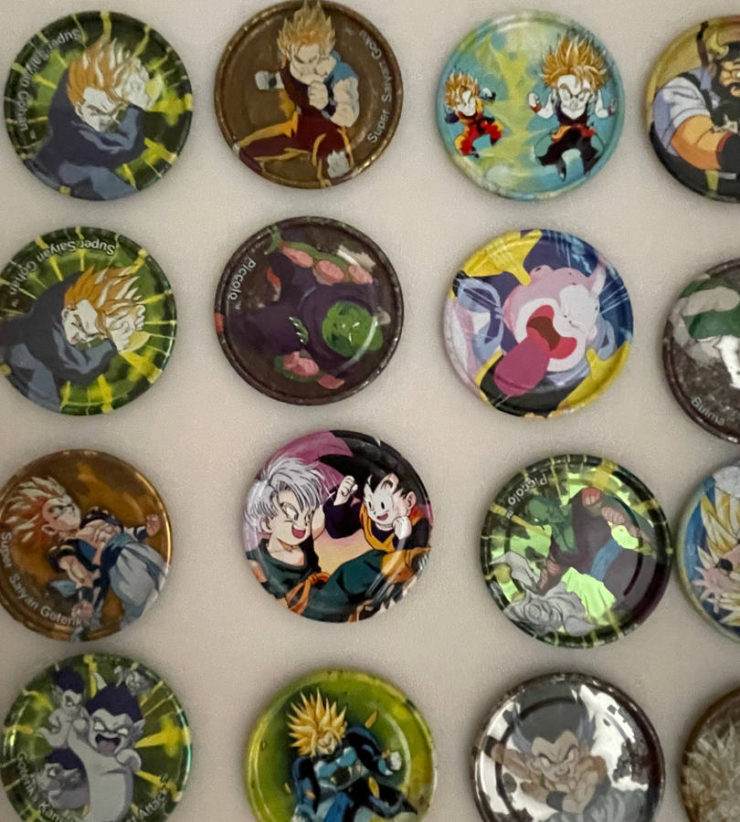 Lot of 48 Vintage Metal Dragon Ball Z Tazos - Silver, Gold & Click Tazos - Some Duplicates