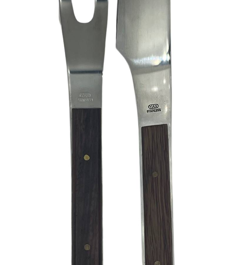 YAX Solid Stainless Steel Carving Set with Wood Handles (26 cm x 27 mm)