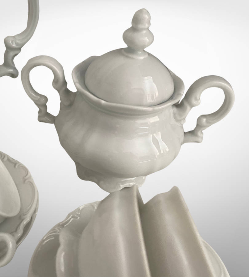 Hutschenreuther Sylvia All-White Tea Set  Crafted in Germany, Discontinued