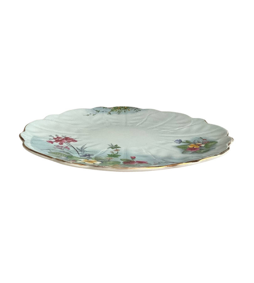Aynsley Bone China Dessert Platter  Water Lily Leaf Design, 1939-1972, 27cm, Scalloped Edge