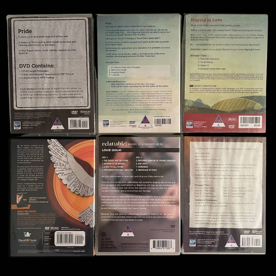 Lot of 20+ Christian Teaching DVDs  Andy Stanley, Louie Giglio, Angus Buchan, Francis Chan  Leader