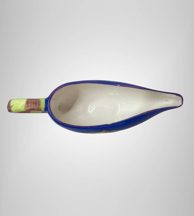 4-Piece Hand Painted Kitchenware Set  Blue & Yellow Lemons  Spoon Rest, Gravy Boat, Salt & Pepper