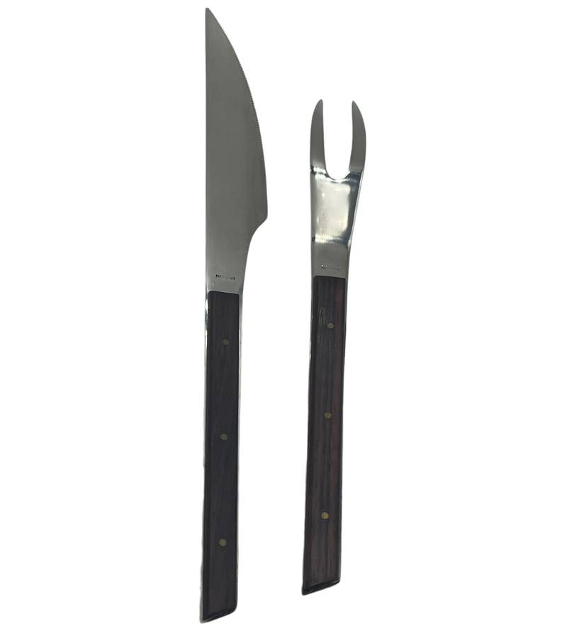 YAX Solid Stainless Steel Carving Set with Wood Handles (26 cm x 27 mm)