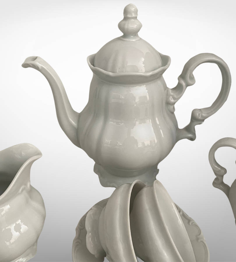 Hutschenreuther Sylvia All-White Tea Set  Crafted in Germany, Discontinued