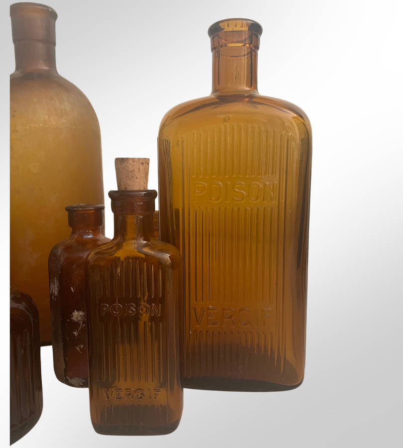 Vintage Glass Bottle Collection  Rare Vapo-Cresolene, Bovril, Amber Glass, Nasal Atomizer, and More