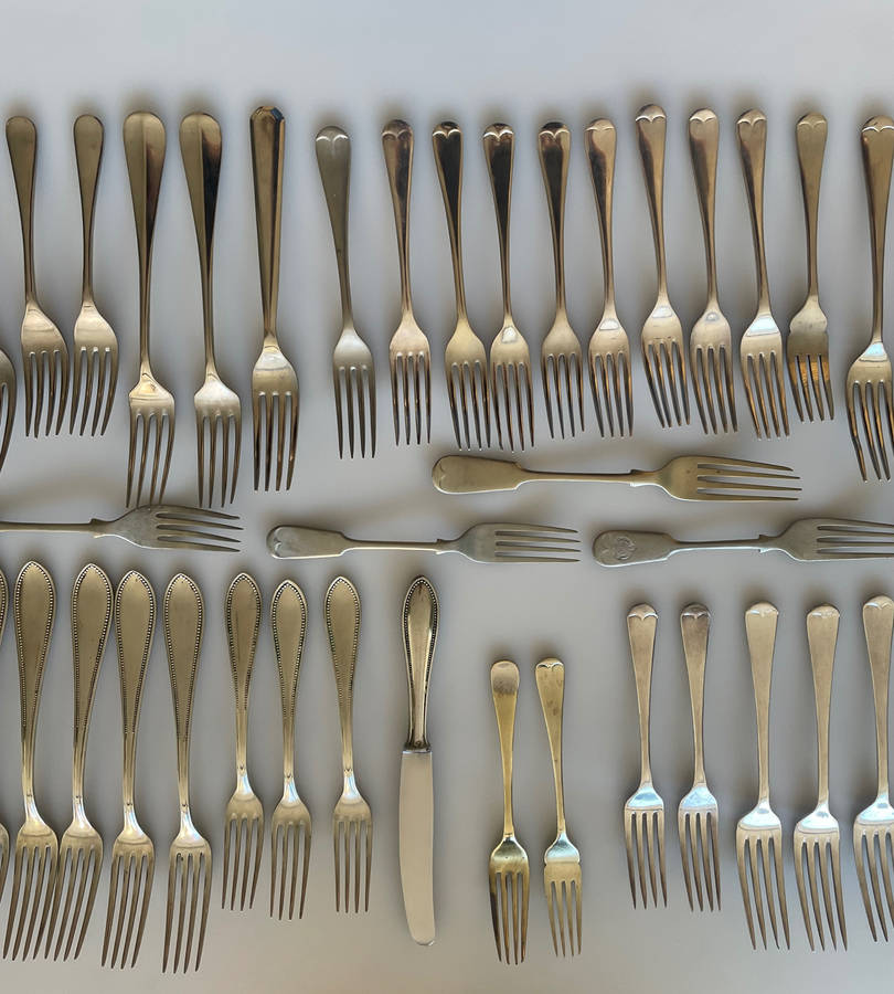Rare Collection of 85 Antique & Vintage Silver-Plated and Nickel Silver Forks - Wellner, JR & Sons,