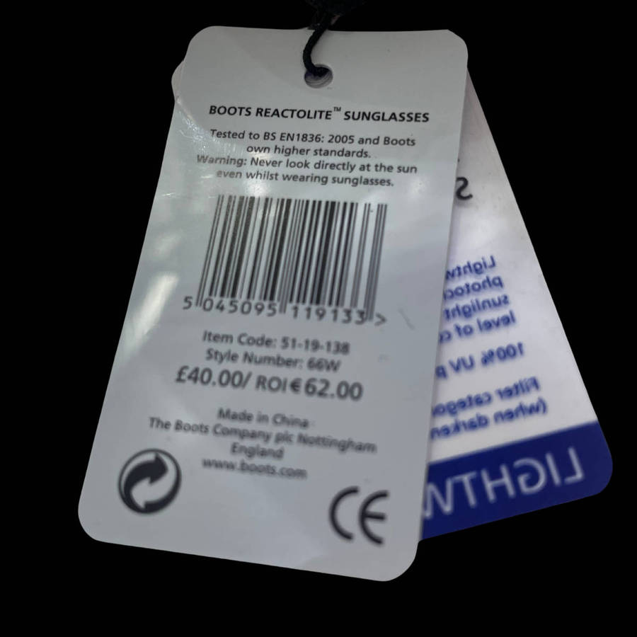 Boots Reactolite Sunglasses UK Brand | UV Darkening Lenses | Free Case Included