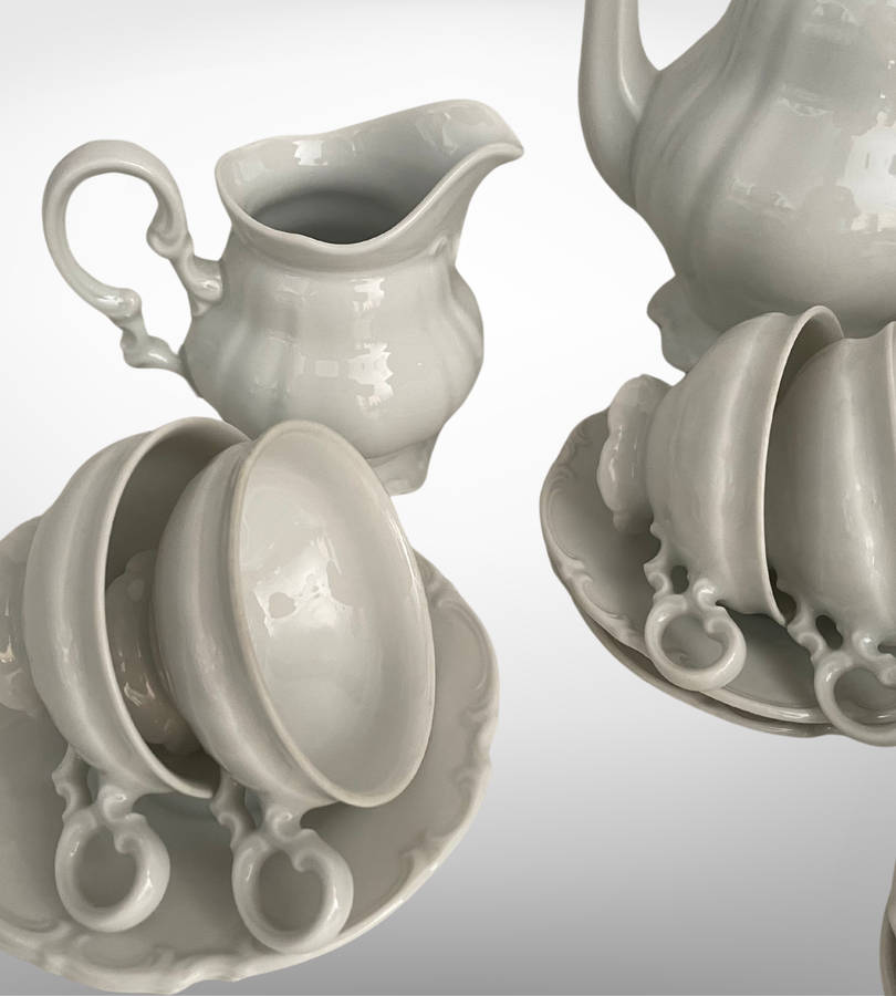 Hutschenreuther Sylvia All-White Tea Set  Crafted in Germany, Discontinued