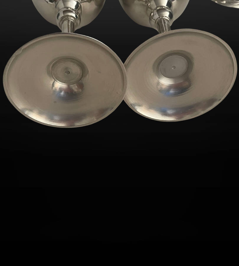 Bargain - Heavy Set of 6 Silver-Plated Stainless Steel Wine Goblets  16cm High