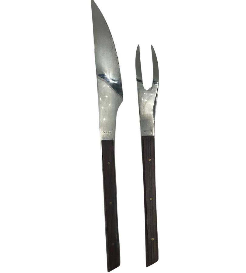 YAX Solid Stainless Steel Carving Set with Wood Handles (26 cm x 27 mm)